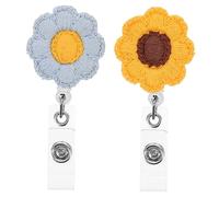 Veemoon 2 Pièces Porte Badge Rétractable Tournesol de Clips Pratiques pour Cartes Identité Facile à Utiliser et Portable pour Infirmières