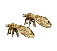 Veemoon 2 pièces Porte-clés Laiton Cigale Antique Créatif Pendentif DIY Multifonctionnel Compact et Décoratif Lot