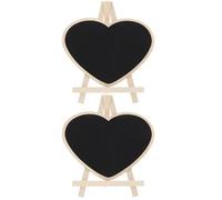 Veemoon 2 pièces Tableau Ardoise Forme Cœur Petite Planche Bureau Portable avec Support Surface Lisse Effaçable pour Messages Décorations et Publicité Léger et Facile à Utiliser