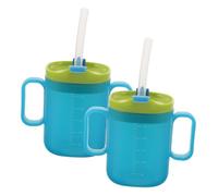 Veemoon 2 Pièces Tasse Déversement pour Personnes Âgées et Tout Petits avec Double Poignée Cup pour Lait et Eau Durable et Facile à Nettoyer pour Dysphagie