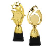 Veemoon 2 Pièces Trophée de Compétition en Plastique Or pour Étudiants | Apparence Réaliste, Couleur Vive, Usage en Parties et Concours, Modèle Spécial pour École