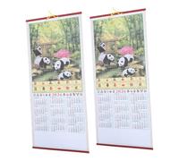 Veemoon 2 Pièces Year Of The Horse Hanging Calendar Chinese Lunar Wall Calendars With Imitation Rattan Design For Home And Office Decoration