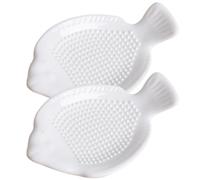 Veemoon 2 Râpes à Ail en Céramique Résistantes à L'usure, Râpes Manuelles pour Ail et Gingembre, Accessoire la Cuisine Pratique pour Légumes et Racines, Lot de 2 Pièces Forme Poisson,