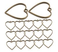 Veemoon 20 Pièces bordure pendentif coeur fournitures de bricolage charme de boucle d'oreille Accessoires de fabrication de bijoux charmes de porte-clés d'amour alliage Café