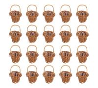 Veemoon 20 Pièces Mini Panier Tressé en Rotin, Décor Chic pour Table | Format Miniature, Style Élégant et Simple, pour Succulentes, Fleurs en Soie, Bureau et Micro Paysages
