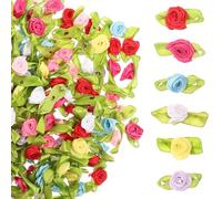 Veemoon 200 Roses Artificielles en Ruban Multicolores 15 CM Fleurs en Tissu Décoratives pour Loisirs Créatifs Couture Décoration Vêtements et Fêtes Fourniture Artisanale 200 Pcs