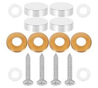 Veemoon 24 Ensembles Cache-vis Décoratifs Cuivre pour Miroir et Panneau Verre de Vis et Capuchons Argentés pour Fixation Armoires Meubles et Signalétique avec Maintien Fiable et