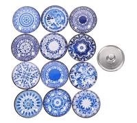 Veemoon 24 Pièces Boutons Verre Vintage pour Bijoux et Vêtements Charmes pour Bracelets DIY Boutons Pression Décoratifs pour Loisirs Créatifs et Couture