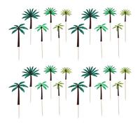 Veemoon 24 pièces Lot de Décorations Gâteau Hawaïennes Feutre et Bois Toppers Cocotiers et Arbres Tropicaux pour Fête Tropicale Accessoires Cake Topper Sûrs et Attrayants