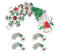 Veemoon 24pièces Pendentifs de Noël Alliage Breloques Sapin de Noël Flocons Cloches pour Création de Bijoux