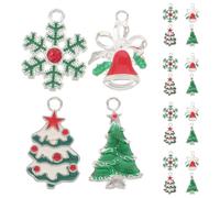 Veemoon 24pièces Pendentifs Noël Alliage Breloques Sapin Noël Flocons Breloques Cloches Bijoux Création