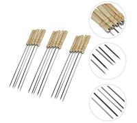 Veemoon 25 Brochettes de Barbecue en Acier Inoxydable Manches en Bois, Bâtonnets Plats 45 Cm, Réutilisables pour Grillades de Viande et Légumes en Plein Air