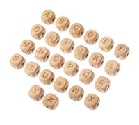 Veemoon 260 Pièces Perles Alphabet de Hêtre Lettres Carrées pour DIY Bijoux Bracelets et Colliers Perles Lettres Naturelles pour Artisanat et Activités Éducatives