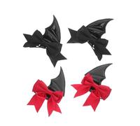Veemoon 2paires Cornes de Démon et Pinces à Cheveux Ailes de Chauve-souris Barrettes pour Halloween Accessoire de Coiffure pour Cosplay et Décoration de Fête