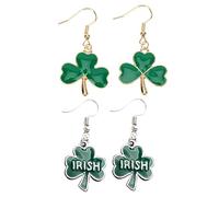 Veemoon 2Paires Earrings For Women Delicate St Patrick's Day Ear Ornaments Fashionable Shamrock Studs Present For Celebrations