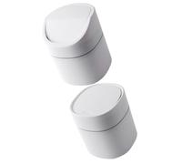 Veemoon 2pcs Mini Poubelles de Table Basse avec Couvercle en Plastique Pp Blanc, Faciles à Nettoyer Odeur, pour Cuisines et Maison