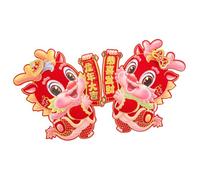 Veemoon 2pcs Stickers Porte Dragon 3d Flocage Doré Décoration Nouvel An Chinois 2024 Festival Printemps