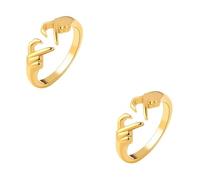 Veemoon 2pièces Bague Cœur à Deux Anneau Ouvert Ajustable Bijoux Pour Couples Bague De Fiançailles Mariage Pour Et Festivals