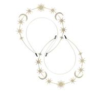 Veemoon 2pièces Bandeau Lune Et Étoiles Étoile à Six Branches Pince à Cheveux Double Couche Accessoires De Cheveux Métal Pour Femmes Mariages Fêtes