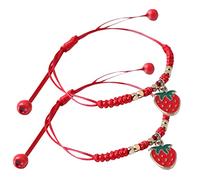 Veemoon 2pièces Bracelet Tissé Ajustable Corde Avec Charme Fraise De Accessoire Amitié Et