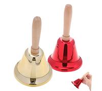 Veemoon 2pièces Cloches à Main Métal avec Poignée Bois Style Classique et Moderne Lot de Clochettes de Table Hochet Créatif pour Décoration