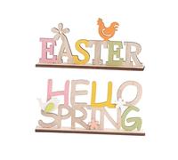 Veemoon 2pièces Décoration Bois Colorée De Pâques Lettrage Easter Et Hello Spring pour Bureau Et Maison Accessoires Charmants pour Fête De Printemps