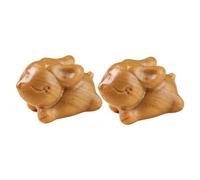 Veemoon 2pièces Lapin Bois Pendentif Décoratif Porte-clés à Suspendre Ornement Lapin du Zodiaque