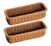 Veemoon 2Pièces Lot de Paniers de Rangement Rotin Imitation pour Ustensiles de Cuisine Panier Décoratif de Bureau Salle de Bain Organisateur Compact pour Épices et Fleurs Marron