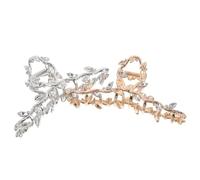 Veemoon 2pièces Lot de Pinces à Cheveux Barrettes Strass Élégantes Accessoires Coiffure Antidérapants pour Chignon Couleurs Or et Argent