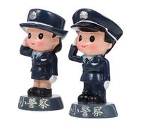 Veemoon 2pièces Mini Statue de Policier pour Décorer Gâteau Anniversaire Figurine de Policier Lot de Accessoire de Décoration pour Fête Garçon Fille