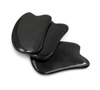 Veemoon 2Pièces Plaque de Grattage Corne de Buffle Noir Outil de Massage Traditionnel Chinois pour Visage et Corps Masseur Gua pour Acupuncture et Soins Peau