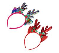 Veemoon 2pièces Serre-tête de Noël Forme Renne Bandeau à Paillettes Brillantes pour Femmes Accessoires de Cheveux pour Fêtes Costumées