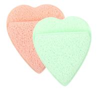 Veemoon 2Pièces Tampon Exfoliant Visage Réutilisable Lot de Gants Nettoyants Doux Éponge pour Nettoyage Exfoliation Couleurs Orange et Vert Amour