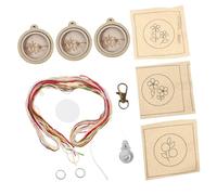 Veemoon 3 Ensembles Kit de Fabrication de Porte Clés Brodés Mini Cerceaux Portable pour Débutants Fournitures Complètes pour Artisanat Manuel et Bijoux de Sac