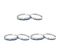 Veemoon 3 Paires Couple Ouverte Ajustable Anneaux Correspondants pour Décoration de Saint et Fiançailles