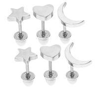 Veemoon 3 Paires De Boucles D'Oreilles Étoiles Et Lune En Forme De Cœur Boucles D'Oreilles Lune Boucles D'Oreilles Cœur Boucles D'Oreilles Punk Boucles D'Oreilles