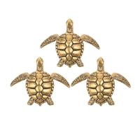 Veemoon 3 Pièces Bain D'oiseau Solide et Compact Miniature en Laiton de Tortue Finition Lisse pour Décor Extérieur et Bassin de Jardin