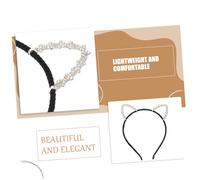 Veemoon 3 pièces Bandeau Oreilles de Chat avec Accessoire et Confortable pour Fête Cosplay et Déguisement