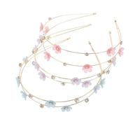 Veemoon 3 Pièces Bandeaux Fleurs pour Femmes Double Rangée Fine Accessoires Cheveux Mariage et Usage Quotidien Design Métal et Résine Élégant et Scintillant
