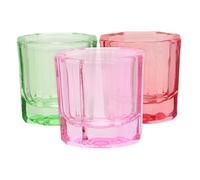 Veemoon 3 Pièces Bol Verre Octogonal pour Ongles Coupe Dappen Multifonction pour Liquide Monomère Acrylique et Dissolvant Outil de Manucure Transparent Robuste et Facile à Nettoyer