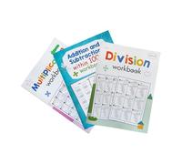 Veemoon 3 Pièces Cahier de Pratique Mathématique pour Garçon Fille Apprentissage Multiplication et Division avec Exercices Variés pour Élèves Primaire pour Maison Classe ou Voyage