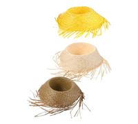 Veemoon 3 Pièces Chapeau de Paille Hawaïen pour Adulte en Paille Naturelle, Design Unisexe Polyvalent, pour Fêtes Tiki et Soirées Estivales en Plein Air
