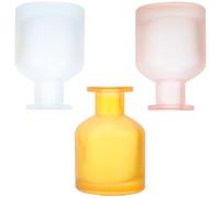 Veemoon 3 Pièces Diffuseur de Parfum sans Flamme 130ml en Verre Cylindrique Rond Bâtonnets en Rotin, Design Élégant Moderne pour Tableau de Bord de Voiture ou Salon