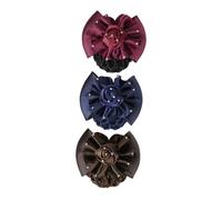 Veemoon 3 Pièces Filets à Cheveux avec Nœud et Rose Snoods Clip Solides pour Chignon Accessoires Coiffure pour Cheveux Fins et Épais pour Infirmières et Hôtesses