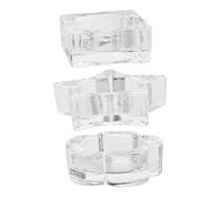 Veemoon 3 Pièces Glass Dappen Dish Set For Nail Art Ice Cube Shapes Nail Liquid Holder For Gel Polish Mixing And Brush Cleaning