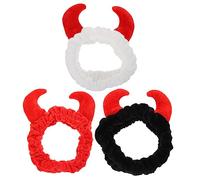 Veemoon 3 pièces Lot de Bandeaux Maquillage Corne de Peluche Accessoires Cheveux Élastiques Réutilisables pour Spa et Lavage Visage Confortables et Résistants