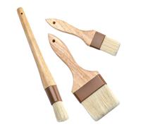Veemoon 3 pièces Pinceaux à Basting Poils Naturels Brosse Barbecue Gril pour Cuisson et Pâtisserie avec Manche Bois Ergonomique Lot Multifonction pour Huile Sauce Marinade