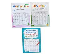 Veemoon 3 Pièces Pratique Multiplication et Division pour Garçon Fille Fiches Exercices Élémentaires pour Apprentissage à Classe ou Voyage