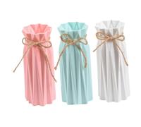 Veemoon 3 pièces Vase Décoratif Plié Papier Plastique Contenant Créatif pour Arrangement Floral Imitation Céramique Colorée Rose Blanc Bleu pour Décoration Intérieure