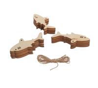 Veemoon 30 découpes de requins en bois brut, pièces en bois représentant | Étiquettes en bois vierges à peindre sur le thème nautique, à faire soi-même, pour Noël, mariage, anniversaire ou toute